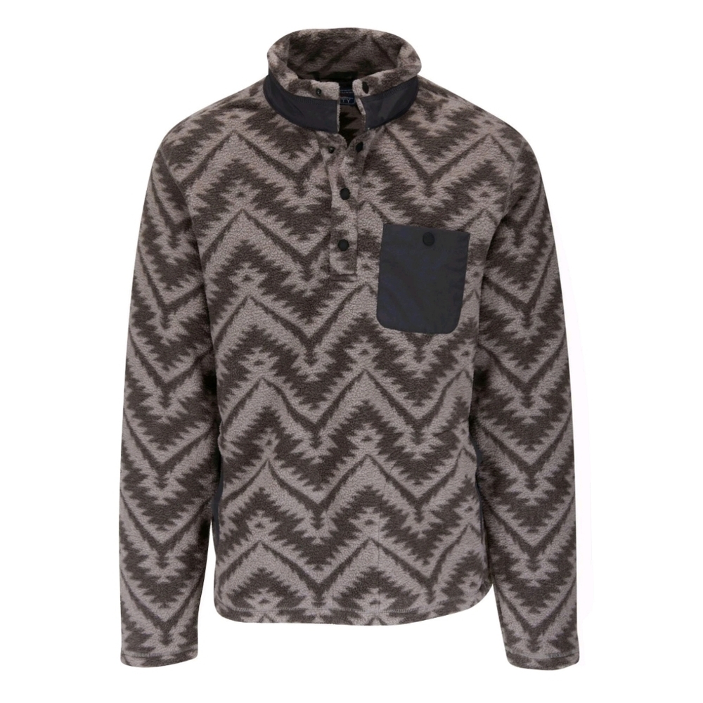 Faherty Sherpa Fleece Snapover XL Gray Motif Southwestern